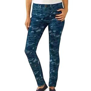 Soft Surroundings 5 Pocket Pull On Camo Jeans Women's Large Stretch